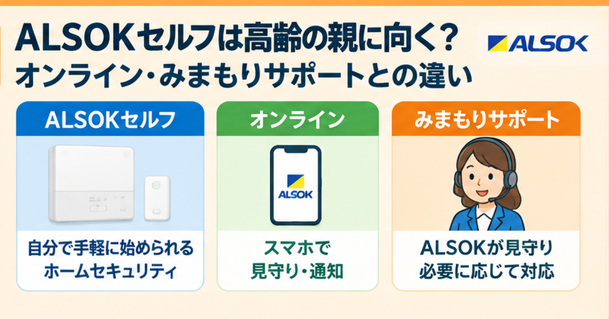 ALSOKセルフは高齢の親に向く？オンライン・みまもりサポートとの違い